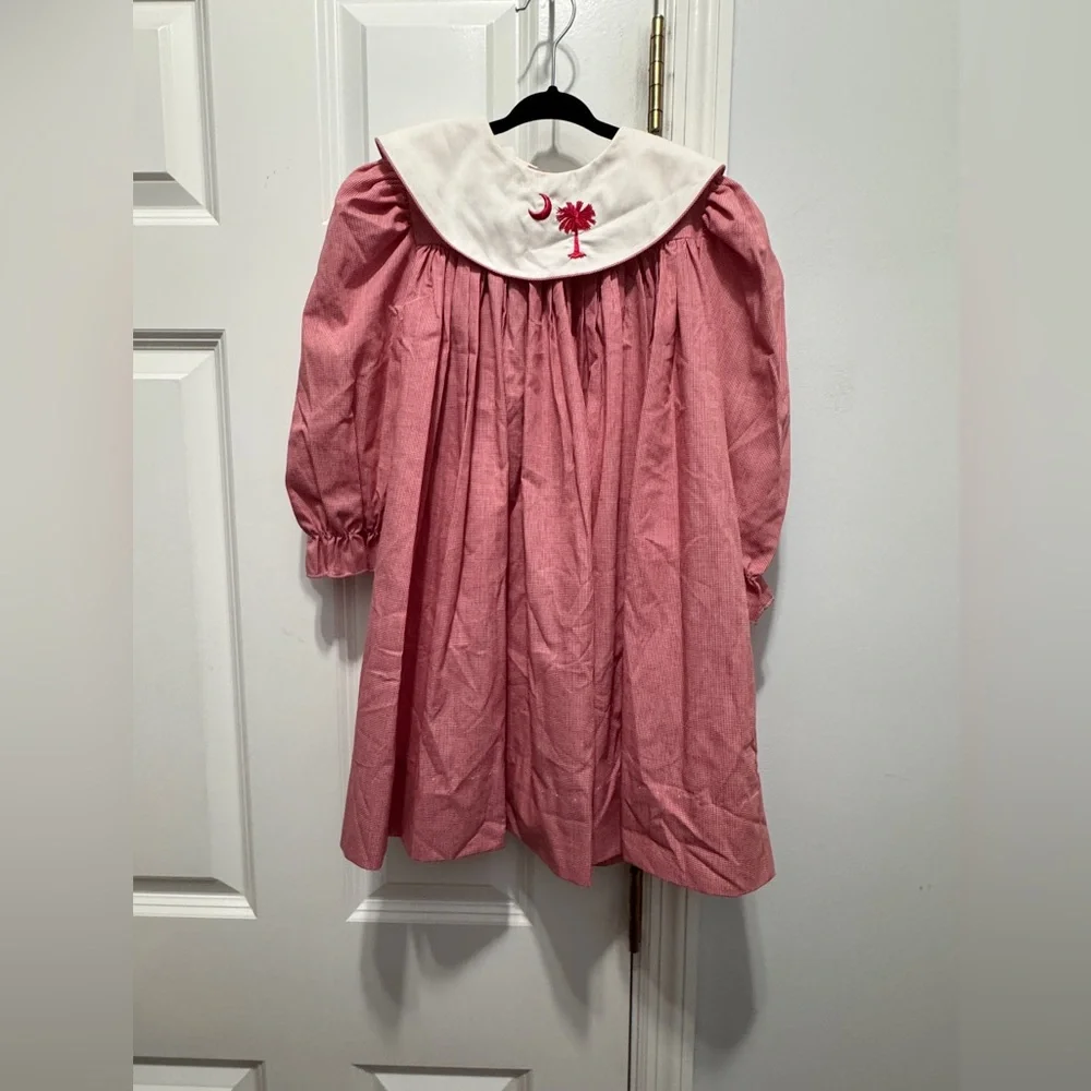 Red and White Pleated handmade Sundress with Sailor Collar size 4 T